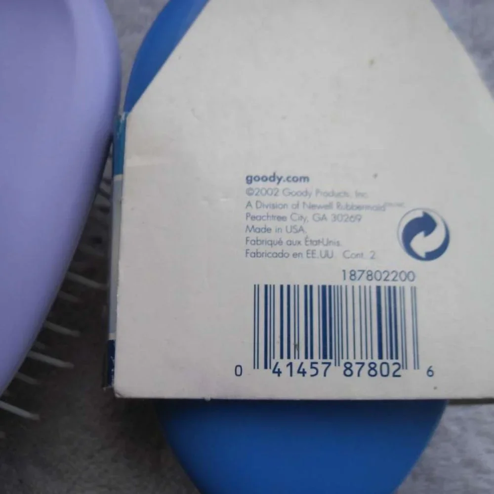 Goody Cushion Styling Hair Brush Extra Grip 2002 USA Lilac Blue Full Size Style